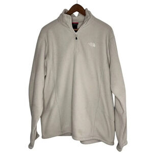 The North Face Quarter Zip Fleece Pullover Textured Beige Outdoor Sweater L